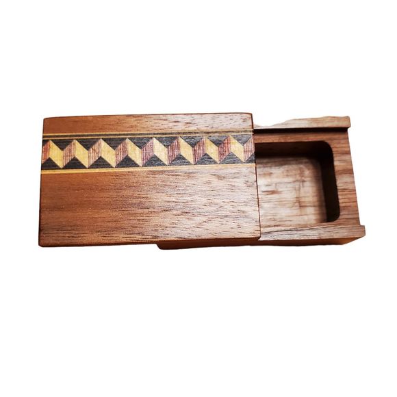 Steve Ottesen Vintage Handmade Marquetry Wood Inlay Trinket Keepsake Box - Picture 3 of 4